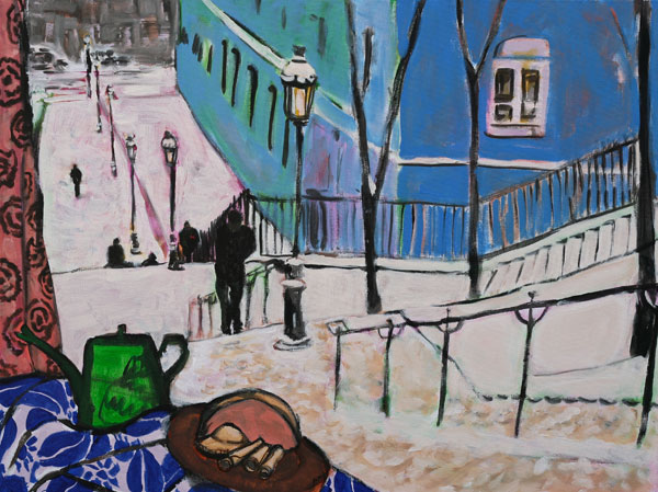 Montmartre sous la neige - 60x80 - huile sur toile